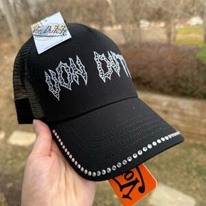 NWT Von Dutch Studded Trucker Hat Black Rhinestone Y2K Biker Cap
